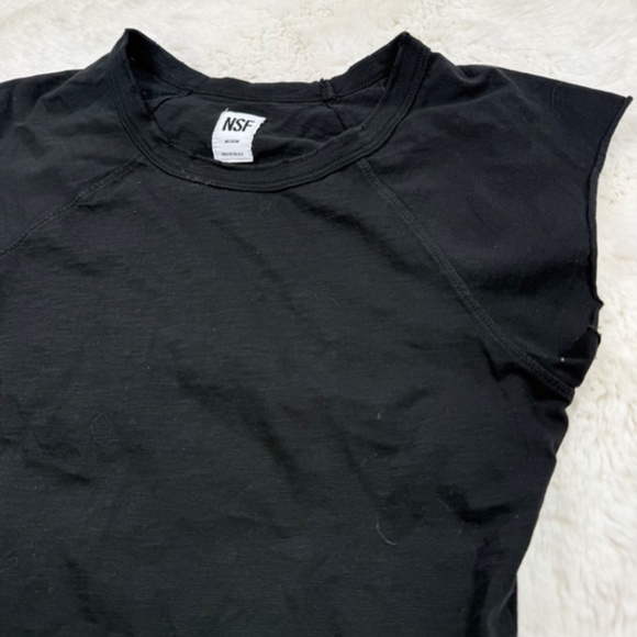 NSF Made in USA Cotton Chloe Fitted Raglan Muscle T-Shirt Black Medium - Picture 2 of 7